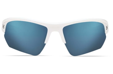 Image of Under Armour UA Octane Sunglasses, Tuned Baseball Blue Lens, Satin White/Black, One Size Fits Most, UA8650094-110164