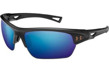 Image of Under Armour UA Octane Sunglasses, Tuned Offshore Polarized Lens, Satin Black, One Size Fits Most, UA8650094-010167
