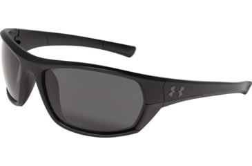 Image of Under Armour UA Powerbrake Sunglasses, Gray Lens, Satin Black, One Size Fits Most, UA8600105-010100