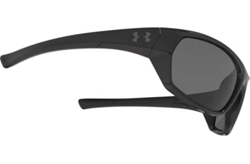 Image of Under Armour UA Powerbrake Sunglasses, Gray Lens, Shiny Black, One Size Fits Most, UA8630105-000108