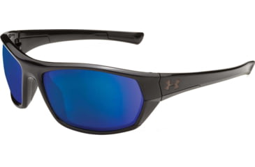 Image of Under Armour UA Powerbrake Sunglasses, Offshore Polarized Lens, Gloss Black, One Size Fits Most, UA8650105-000167