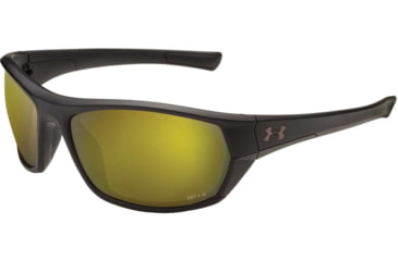 Image of Under Armour UA Powerbrake Sunglasses, Shoreline Polarized Lens, Satin Black, One Size Fits Most, UA8650105-010137