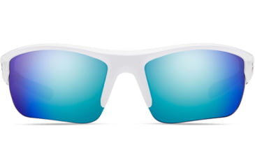 Image of Under Armour UA Propel Sunglasses, Blue Multiflection Mirrored Lens, Satin White, One Size Fits Most, UA8600106-111861