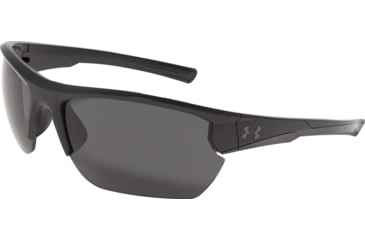 Image of Under Armour UA Propel Sunglasses, Gray Lens, Shiny Black, One Size Fits Most, UA8600106-000100