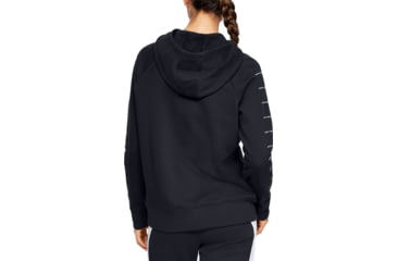 Image of Under Armour UA Rival Fleece Sportstyle LC Sleeve Graphic Hoodie - Womens, Black, Large, 1348559001LG