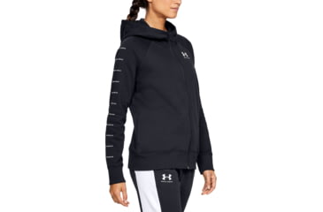 Image of Under Armour UA Rival Fleece Sportstyle LC Sleeve Graphic Hoodie - Womens, Black, Large, 1348559001LG