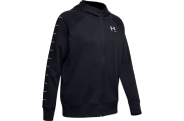Image of Under Armour UA Rival Fleece Sportstyle LC Sleeve Graphic Hoodie - Womens, Black, Large, 1348559001LG