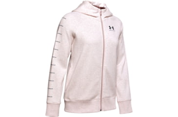 Image of Under Armour UA Rival Fleece Sportstyle LC Sleeve Graphic Hoodie - Womens, Dash Pink, Large, 1348559667LG