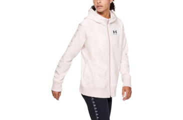 Image of Under Armour UA Rival Fleece Sportstyle LC Sleeve Graphic Hoodie - Womens, Dash Pink, Large, 1348559667LG