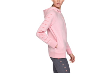 Image of Under Armour UA Rival Fleece Sportstyle LC Sleeve Graphic Hoodie - Womens, Lipstick, 2X-Large, 13485596912X