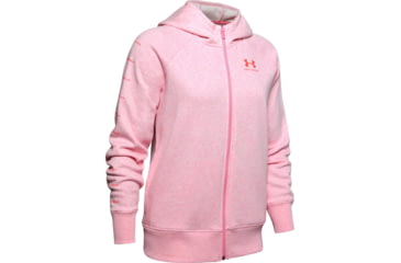 Image of Under Armour UA Rival Fleece Sportstyle LC Sleeve Graphic Hoodie - Womens, Lipstick, 2X-Large, 13485596912X