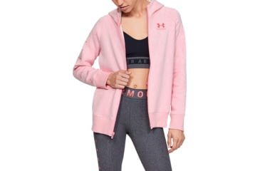 Image of Under Armour UA Rival Fleece Sportstyle LC Sleeve Graphic Hoodie - Womens, Lipstick, 2X-Large, 13485596912X