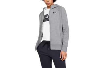 Image of Under Armour UA Rival Fleece Sportstyle LC Sleeve Graphic Hoodie - Womens, Steel Medium Heather, Small, 1348559035SM