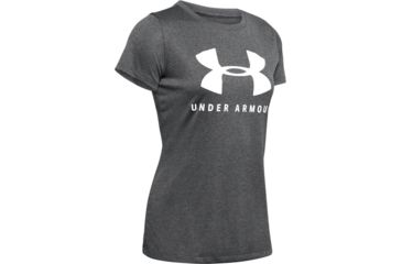 Image of Under Armour UA Tech Logo Graphic T-Shirt - Womens, Small, Carbon Heather, 1351963090SM