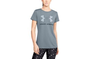 Image of Under Armour UA Tech Logo Graphic T-Shirt - Womens, Large, Hushed Turquoise, 1351963396LG
