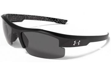 Image of Under Armour Youth Nitro L Sunglasses, Black/Silver Frame,Gray Multiflection Lens U8600048-018801