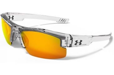 Image of Under Armour Youth Nitro L Sunglasses, Clear Frame,Gray/Orange Multiflection Lens U8600048-141441