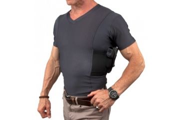 Image of UnderTech Undercover Mens Concealment Holster V-Neck Coolux Shirt,Grey,XL T1275GR-XL