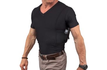 Image of UnderTech Undercover Mens Concealment Holster V-Neck Coolux Shirt,Black,3XL T1275BK-3X