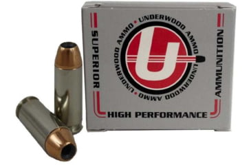 Image of Underwood Ammo 10mm Auto 180 Grain Jacketed Hollow Point Nickel Plated Brass Cased Pistol Ammo, 20 Rounds, 240