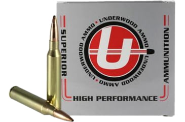 Image of Underwood Ammo .338 Lapua 300 Grain Hollowpoint Boat Tail Match Nickel Plated Brass Cased Rifle Ammo, 10 Rounds, 856