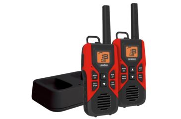 Image of Uniden 30-Mile GMRS/FRS Radio - 2 Radios, Micro USB, Charge Cradle, headset jack, Red/Black GMR3055-2CK