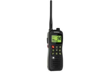 Image of Uniden JIX8/IPX8 Submersible Floating VHF Marine Radio, Black, 11 hr. Battery Life, 1 Watt/2.5 Watt/6 Watt MHS235