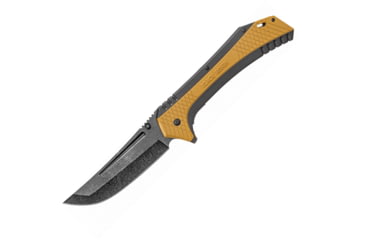 Image of United Cutlery Black Ronin Linerlock A/O Folding Knife, 5.75 black stonewash finish stainless blade, Black and tan TPU handle, UC3355