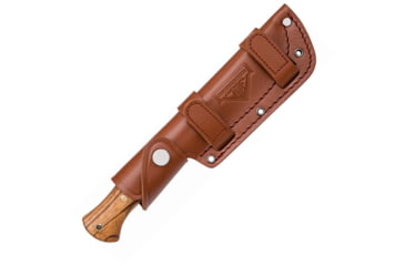 Image of United Cutlery Bushmaster Explorer Knife, 9.5in Overall, 4.38in Gray Coated 1095Hc Steel Blade, Brown Wood Handle, Brown Leather Sheath, UC3249