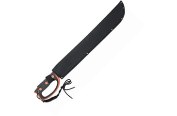 Image of United Cutlery Columbian Machete Knife, 24in Overall, 18in Black Sawback SS Blade, Black/Orange Rubberized Synthetic Handle, Black Nylon Sheath, UC3353