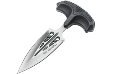 Image of United Cutlery Honshu Large Push Dagger, 5.88in Overall, 3.38in Satin Double Edge 7Cr17Mov SS Dagger Blade, Black Tpr Handle, Black Leather Sheath, UC3250