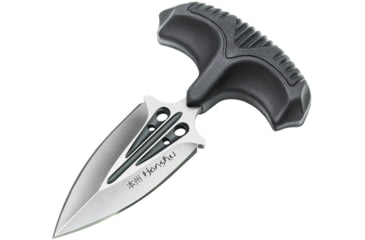 Image of United Cutlery Honshu Small Push Dagger, 4.75in Overall, 2.63in Satin Double Edge 7Cr17Mov SS Dagger Blade, Black Tpr Handle, Black Leather Sheath, UC3251