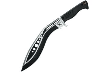 Image of United Cutlery M48 Kukri With Sheath Fixed Blade Knife, 10.5in, Black and Satin, Black, TPR Handle UC3160