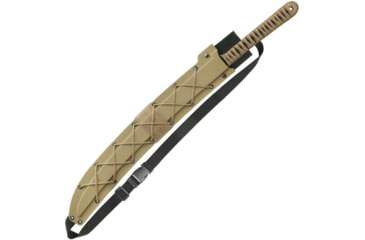 Image of United Cutlery Ronin to Sword Khaki, 26.5in Overall, 17in Black Stonewash SS Blade, Tan Cord Wrapped Faux Rayskin Handle, Tan Nylon Sheath, Black, UC3272