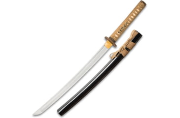 Image of United Cutlery Shikoto Samurai Wakizashi Knife, 19.75 blade, Hardwood handle wrapped in tea-colored rayskin and, UC3436