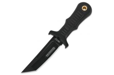 Image of United Cutlery Sub Commander Black Fixed Blade Mini Boot Knife,2.5in Drop Point Steel Blade,TPR Rubberized Handle UC3120