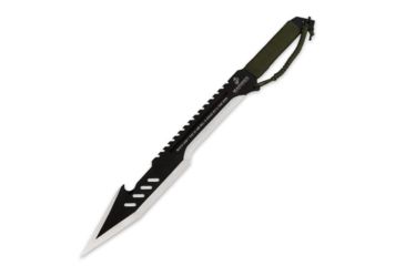 Image of United Cutlery U.S.M.C Tanto Machete Sawback Sword, Rock-Solid 3Cr13 Stainless Steel, Non-Reflective Anodized Black Finish, UC3057