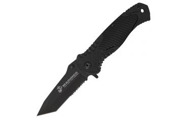 Image of United Cutlery USMC Field, Black Handle, Black ComboEdge w/Sheath, UC3020