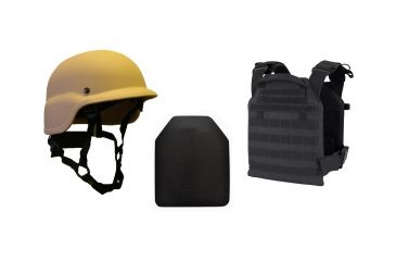 Image of United Shield Active Shooter Level IV, PST 650 Helmet, 2 10inX12in Zeta6h Plates, Tan, Small ASLIV-S-T