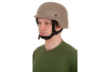 Image of United Shield PASGT Ballistic Helmet Level IIIA w/ 4pt Harness System and Retrofit Face Shield, Tan, Medium PASGT-RFFS-TN-MD
