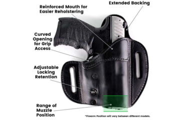 Image of Urban Carry LockLeather OWB Holster Size #215, Right Handed, Black, LL-OWB-215-BK-R