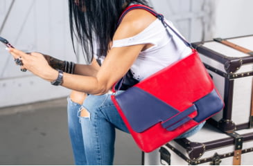 Image of Urbn Chc Carme Bulletproof Purse, Red/Indigo, Large, CARRED/002