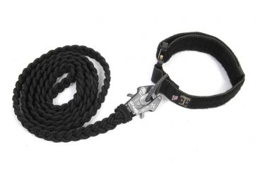 Image of Cynology War Labs Hand Braided 6 Foot Leash w/Kong Frog Connector and Hand Loop, Black