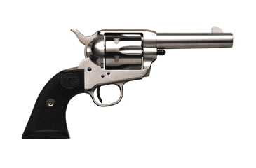 Image of US Firearms Sheriffs-Model Revolver, .45 Colt, 4in barrel, nickel finish steel frame, hard rubber grip, revolving chamber, blade front, square notch rear, 6 round cylinder, USFSM-.45C-4-1-FRRMPG