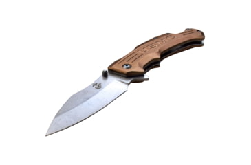 Image of USMC Drop Point Spring Assisted Knife w/Pocket Clip, 3.5 in, 3Cr13 Stainless Steel Stainless Steel, Tan, M-A1065TN