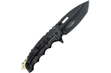 Image of USMC Gold A/O Folding Knife, 5in Closed, 3.5in Black Finish Stainless Steel Blade, Black Stainless Steel Handle, M-A1066GSW