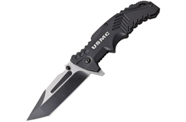 Image of USMC Tanto Spring Assisted Knife w/Pocket Clip, 3.5 in, 3Cr13 Stainless Steel Stainless Steel, Black, M-A1058BK