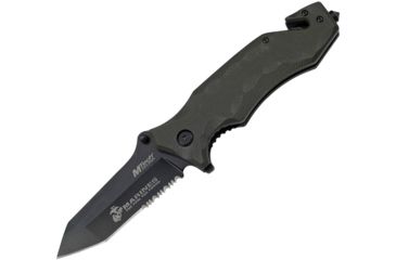 Image of USMC Marines SGT Linerlock A/O Gr Folding Knife,3.5in,Stainless Steel,Partially Serrated,Tanto,Black,Green,G10 Handle USMA1028GS