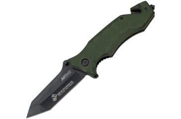 Image of USMC Marines SGT Linerlock A/O Gr Folding Knife,3.5in,Stainless Steel,Standard Edge,Tanto,Black,Green,G10 Handle USMA1028GP
