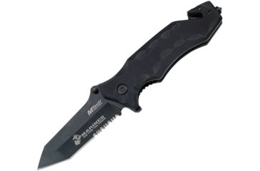 Image of USMC Marines SGT Linerlock Black Folding Knife,3.5in,Stainless Steel,Partially Serrated,Tanto,Black G10 Handle USMA1028BS